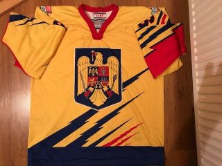 Iihf Team Romania Tackla Game Worn Ice Hockey Jersey Size L
