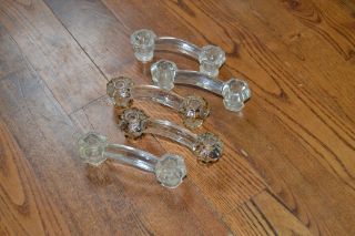 Set Of 5 Vintage Antique Salvage Glass Drawer Pulls 4” Wide