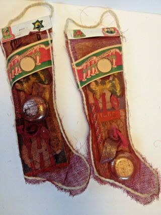 2 Vintage Mesh Christmas Stockings Never Opened 13 " Long