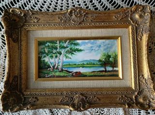 Vintage Masterpieces Framed Enamel On Copper Painting Signed Rubins Landscape