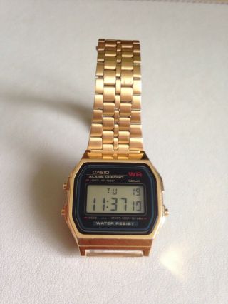 Gold Casio Retro Digital Stainless Steel Watch A159WGE 3