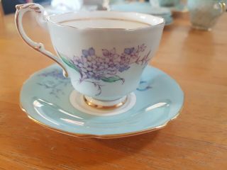 Vintage Paragon Lilac Blue Fine Bone China Demitasse Tea Cup & Saucer