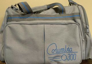 Vtg Columbia 300 Bowling Double Ball Bag Tote Grey With Teal Accents Shoe Comp.
