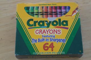 Vintage 64 Crayola Crayons @1997 Slightly Featuring The Built Sharpener