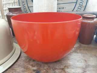 Mid - Century Modern/vintage Kaj Franck Orange/red Enamel Bowl Finel - Arabia