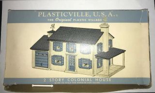 Bachmann Plasticville Two - Story House Building Kit O Gauge White & Blue Vintage