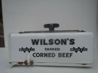Very Rare Antique Wilson & Co Corned Beef Butchers Shop Counter Slicing Machine