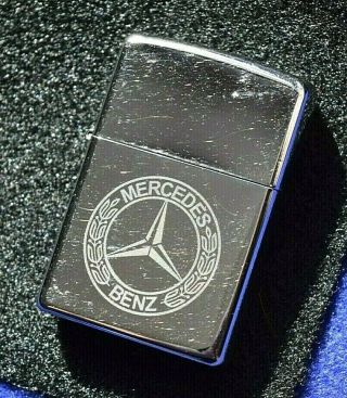 Classic Silver Colored Zippo Lighter W/ Mercedes Benz Logo On 1 Side - Take A L@@k