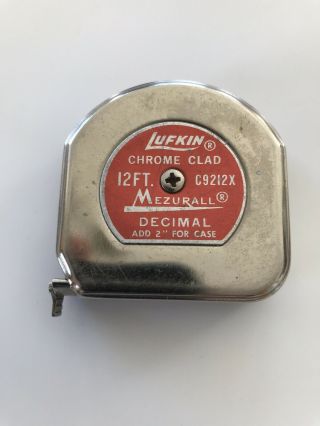 Lufkin Vintage Chrome Clad 12ft Mezurall Measuring Tape W Decimal C9212x
