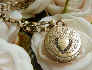Antique Gold Rg/gf Locket/pendant C1920 Ornate W/chain Delightful