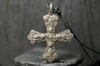 Rare Ancient Viking Bronze Orthodox Cross,  Antique Pendant,  9 - 11th Century Ad.