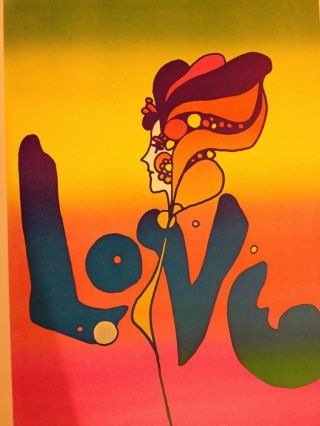 Rare Vintage Peter Max Psychedelic Wall Art Poster Live Think Eat Love