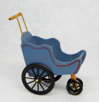 Vintage Yahna Folk Art Baby Carriage Artisan Dollhouse Miniature 1:12