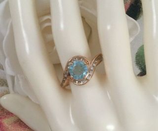 Vintage Art Deco Jewelry Gold Ring With Large Aquamarine Antique Jewellery