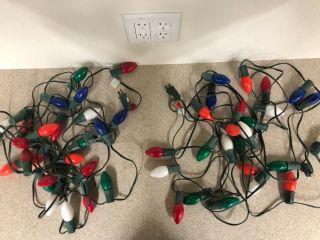 2 Strands of Vintage Outdoor Christmas Lights with 25 C9 Bulbs Each Multicolors 2