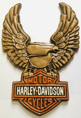Rare Vintage Harley Davidson Eagle Unique Ceramic Wall Plaque