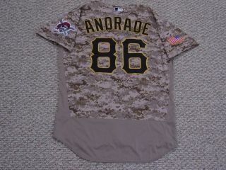 ANDRADE size 48 86 2017 Pittsburgh Pirates GAME jersey CAMO MLB holo 3