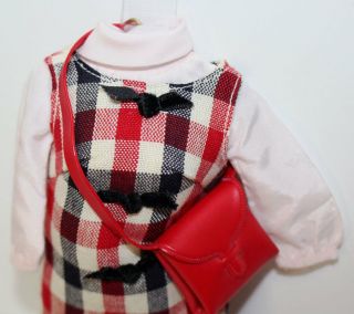 Vintage Barbie Japanese Plaid/checkered red,  black and cream jumper NM/Mint 2