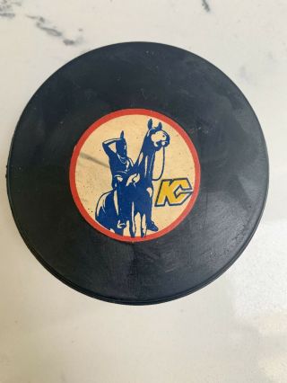 Vintage Nhl Kansas City Scouts Art Ross Converse Game Puck Usa Tyer Ccm Rubber