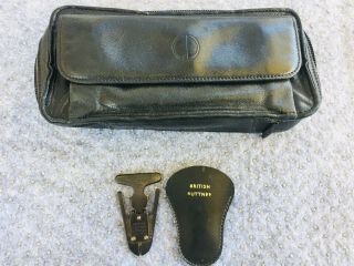 Dunhill Leather 3 Pipes And Tobacco Pouch,  Bowl Cleaning Tool.  Nr