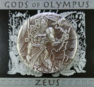 Tuvalu 2014 2$ Gods Of Olympus - Zeus 2 Oz Antique High Relief Silver Coin