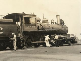 Atchison Topeka & Santa Fe Railway Railroad Locomotive 152 Antique Photo 2
