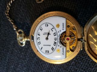 Hebdomas 8 Day Pocket Watch Gold Filled With Hand Etched Case Not.