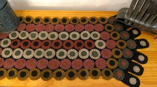 Primitive Penny Rug Runner.  " Penny Patch ".  13 " By 37 ".  Just