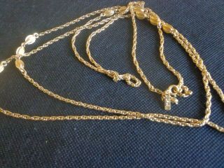 Vintage Monet Signed Gold Plate Flapper Length Chain Necklace 54 