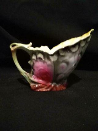 Antique Royal Bayreuth Figural Creamer Pink And Teal Butterfly Xlnt