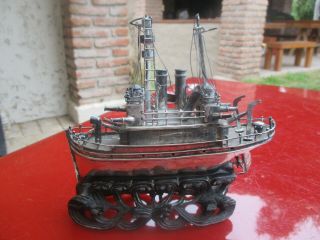 Antique Chinese Export Silver Gunboat Ship Model