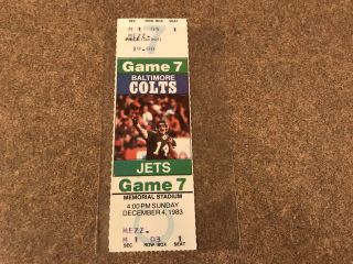 Game 7 Ticket Stub Jets Vs.  Colts Dec.  4th 1983