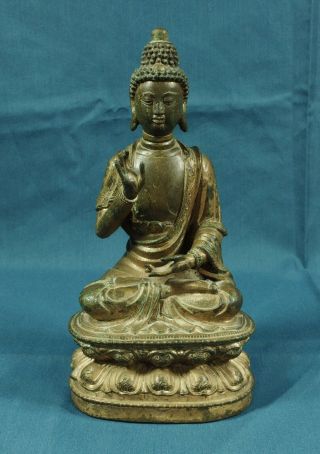 Old Antique Chinese Bronze Shakyamuni Buddha Sino - Tibetan W/ Inscription