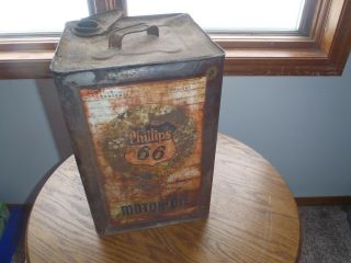 Rare Vintage Phillips 66 Motor Oil Can 5 U.  S.  Gallon Can,  Antique