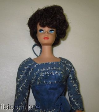 Vintage Barbie Bubblecut Doll Brunette W/ 978 Lets Dance Dress