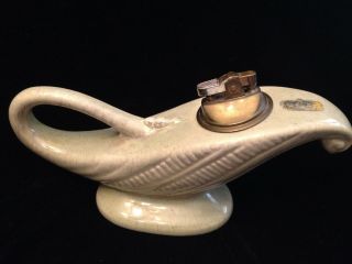 Vintage Royal Haeger Ceramic Table Lighter Aladdins Lamp Seafoam Green Porcelain