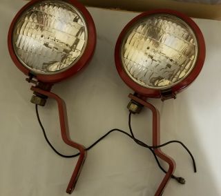 (2) Vintage Guide Tractor Light Lamp Very 4 Inch Lights Red