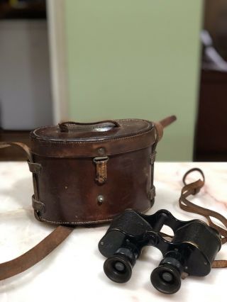 Antique Vintage A Kershaw & Son Prismatic Binoculars Circa 1917 Leather Case Ww1