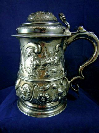 Antique Georgian Sterling Silver Tankard London 1741 Presented By Baron Methuen