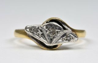 Antique Art Deco 9ct Gold & Platinum Diamond Fan Ring,  (1930 