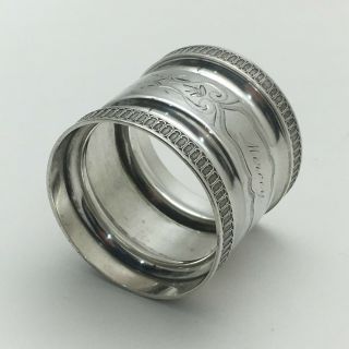 A Fabulous Aesthetic Bright Cut Engraved Sterling Silver Napkin Ring " Mercey "