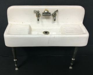 Vintage Dollhouse Miniature Porcelain Kitchen Utility Sink