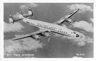 Twa Airlines Jetstream Airplane In Flight Real Photo Vintage Postcard Ji657296