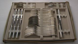 Rubans Design Christofle France Silver Service 40 Piece Canteen Of Cutlery Set