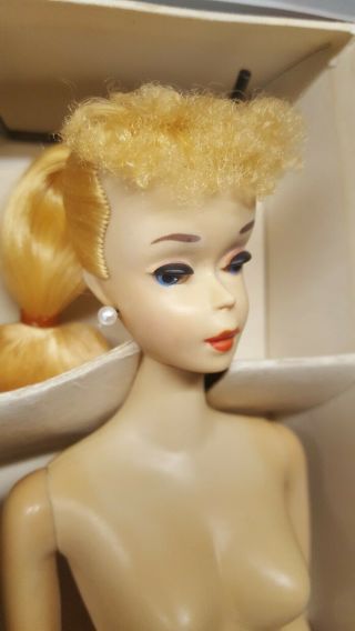 Vintage Blonde 3 Ponytail Barbie Box/stand 2