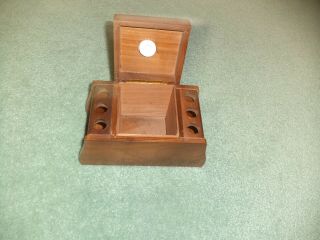 Vintage Walnut 6 Pipe Stand Holder Display With Tobacco Humidor