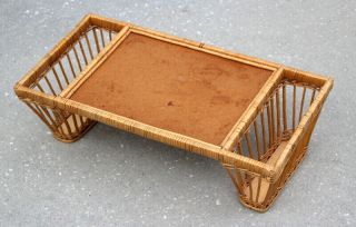 Vintage Bamboo Wicker Serving Tray Bed Breakfast Tray