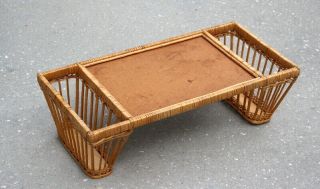 Vintage Bamboo Wicker Serving Tray Bed Breakfast Tray 2