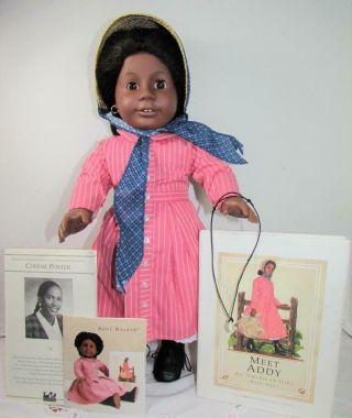 American Girl Pleasant Company Aa Addy Walker Doll W Necklace - Hat - Book