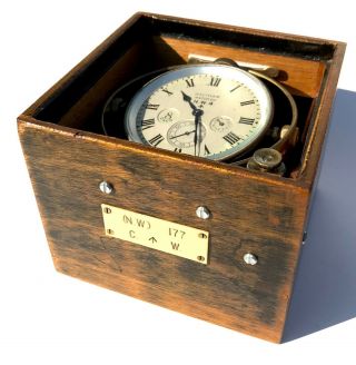 Antique Waltham Watch Company 8 Day Marine / Ships Chronometer Watch Clock N.  W.  4
